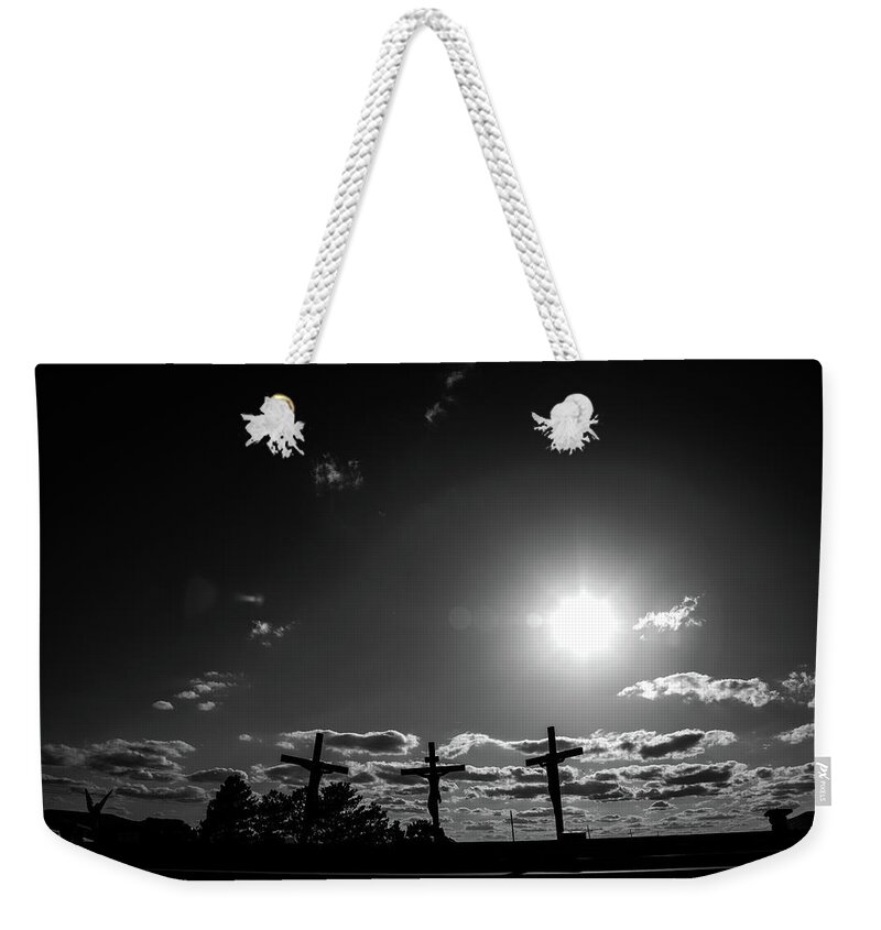 The Cross Of Our Lord Jesus Christ In Groom Texas Weekender Tote Bag featuring the photograph The Cross of our Lord Jesus Christ in Groom Texas by Eldon McGraw