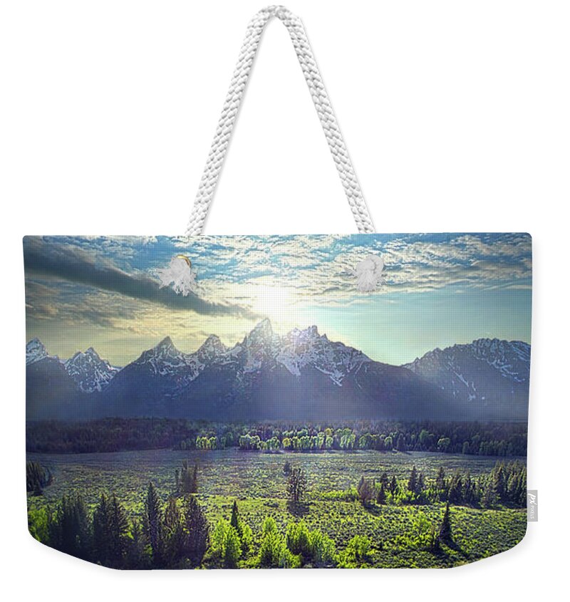 Light Weekender Tote Bag featuring the photograph The Grand Tetons #4 by Phil Koch