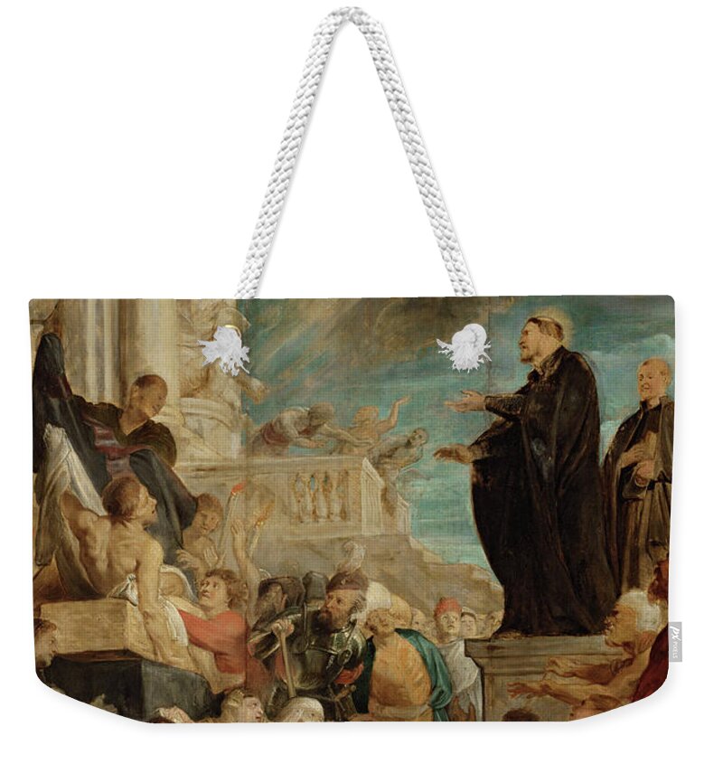 Assisi Weekender Tote Bag featuring the painting The miracles of St. Francis Xavier, Modello #3 by Peter Paul Rubens
