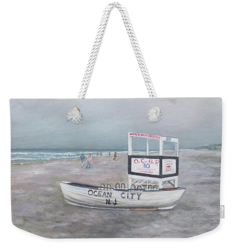 Painting Weekender Tote Bag featuring the painting 30th Street Ocean City by Paula Pagliughi