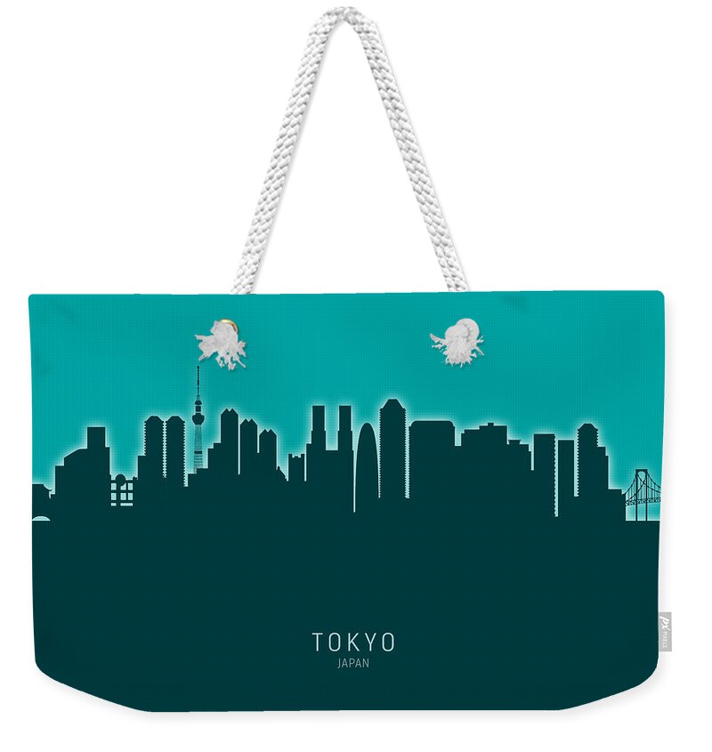 Tokyo Weekender Tote Bag featuring the digital art Tokyo Japan Skyline #32 by Michael Tompsett