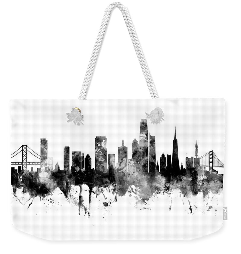 San Francisco Weekender Tote Bag featuring the digital art San Francisco California Skyline #36 by Michael Tompsett