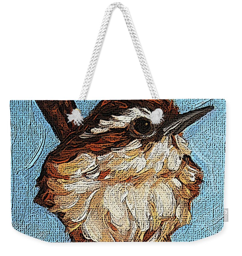 Bird Weekender Tote Bag featuring the painting 38 Wren by Victoria Page