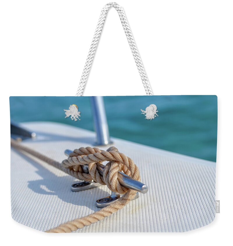 Sailors Knot Weekender Tote Bag featuring the photograph Anchor Line #1 by Laura Fasulo