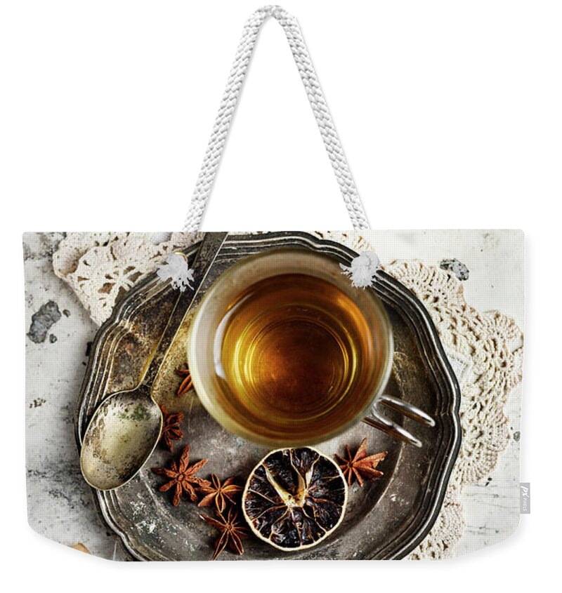 Tea Weekender Tote Bag featuring the photograph Cup of tea #4 by Jelena Jovanovic