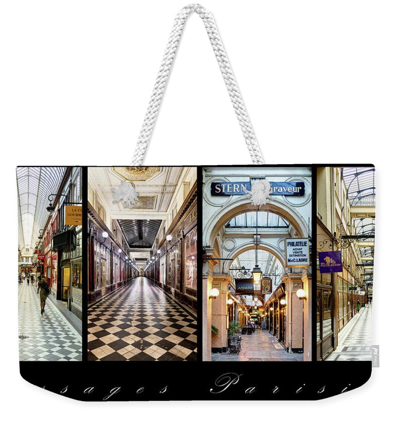 Passages Parisiens Weekender Tote Bag featuring the photograph 4 Passages Parisiens Horizontal 2 of 2 by Weston Westmoreland