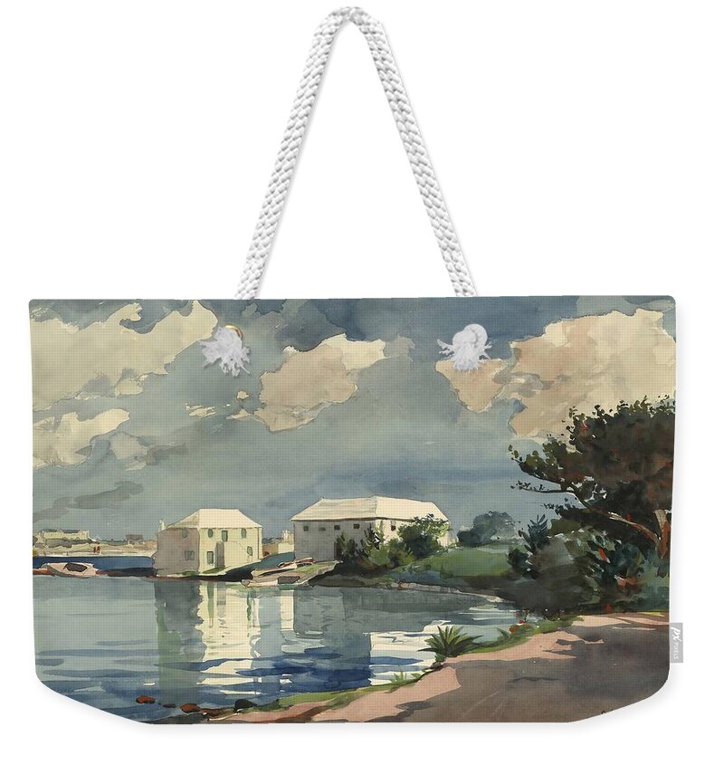 Winslow Homer Weekender Tote Bag featuring the drawing Salt Kettle, Bermuda #5 by Winslow Homer