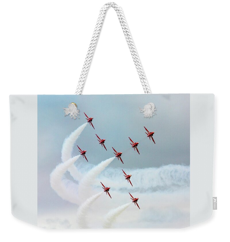 2017 Weekender Tote Bag featuring the photograph The Red Arrows #4 by Gordon James