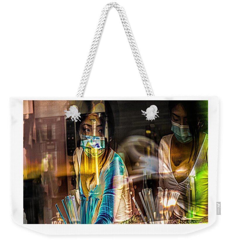 Signed Limited Edition Of 10 Weekender Tote Bag featuring the digital art 40 by Jerald Blackstock