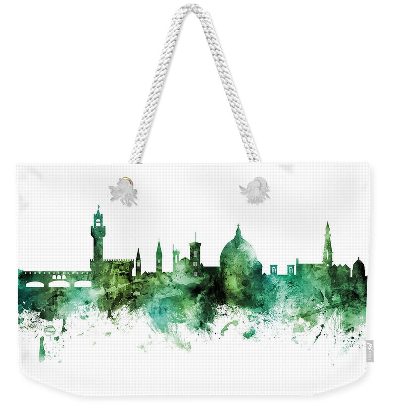 Florence Weekender Tote Bag featuring the digital art Florence Italy Skyline #42 by Michael Tompsett