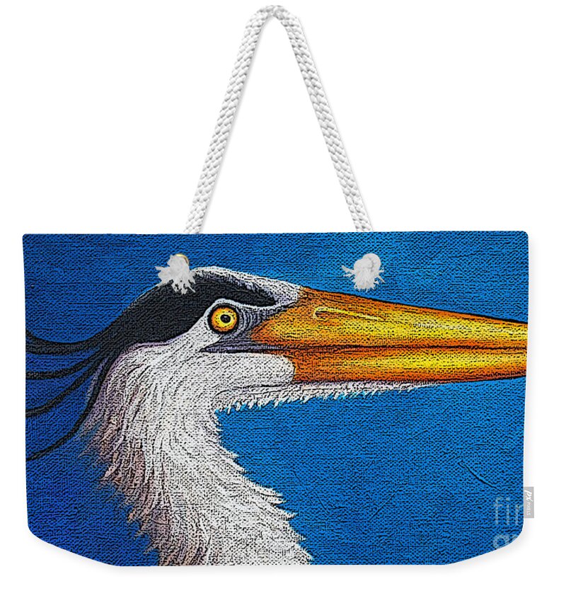 Bird Weekender Tote Bag featuring the painting 49 Heron by Victoria Page
