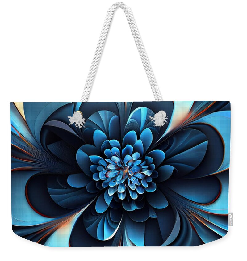 Flowers Weekender Tote Bag featuring the digital art Blue flower geometry #5 by Sabantha