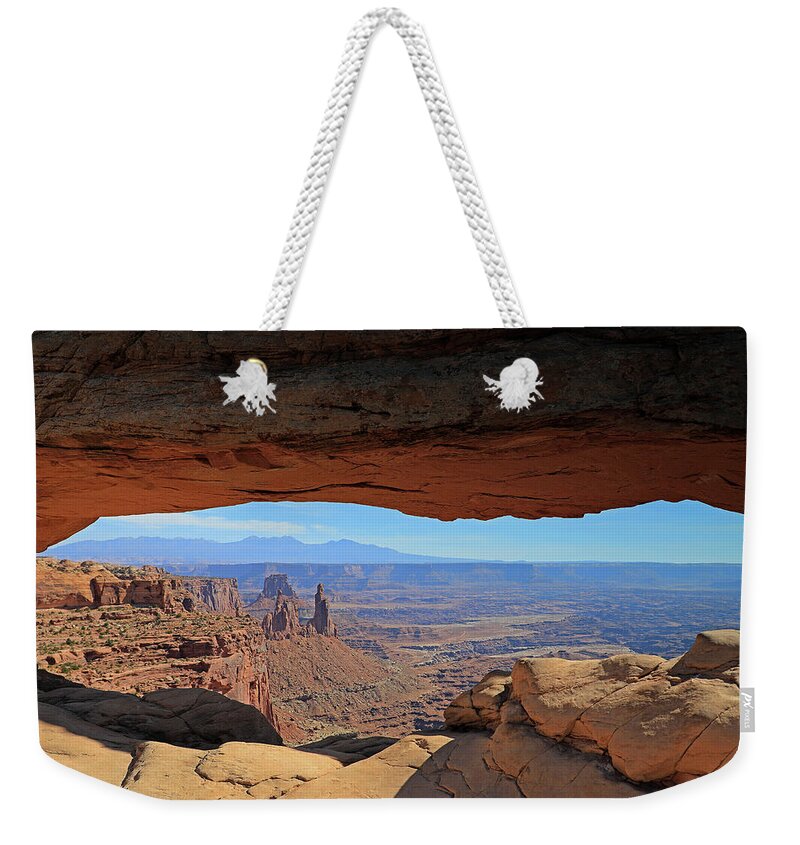 Canyonlands Weekender Tote Bag featuring the photograph Canyonlands National Park - View from Mesa Arch by Richard Krebs