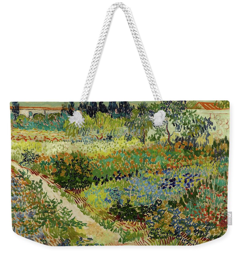 Vincent Van Gogh Weekender Tote Bag featuring the painting Garden at Arles #5 by Vincent Van Gogh