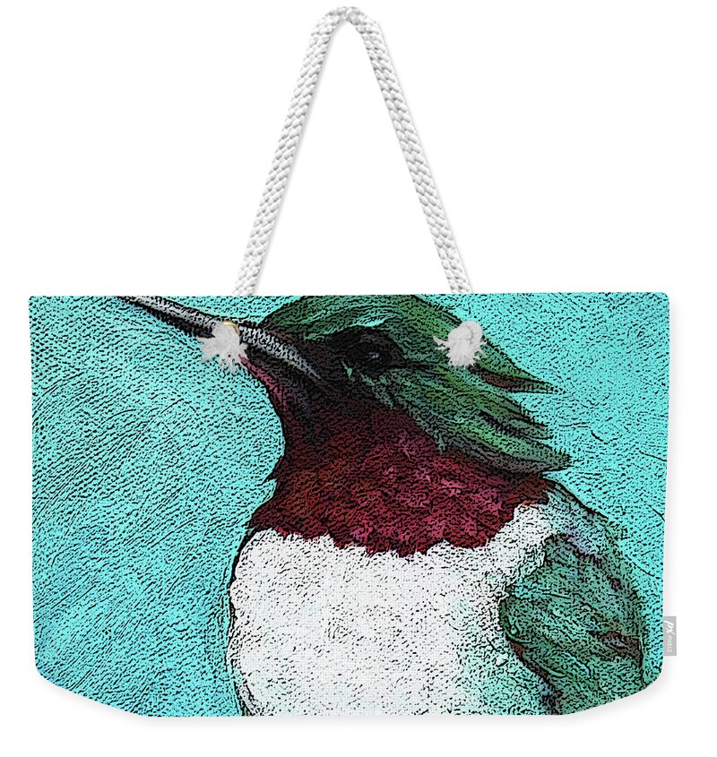Bird Weekender Tote Bag featuring the painting 5 Humming Bird by Victoria Page