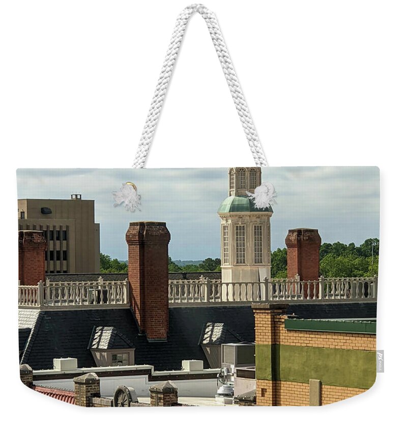 Church Weekender Tote Bag featuring the photograph Rock Hill South Carolina Downtown In The Morning #5 by Alex Grichenko