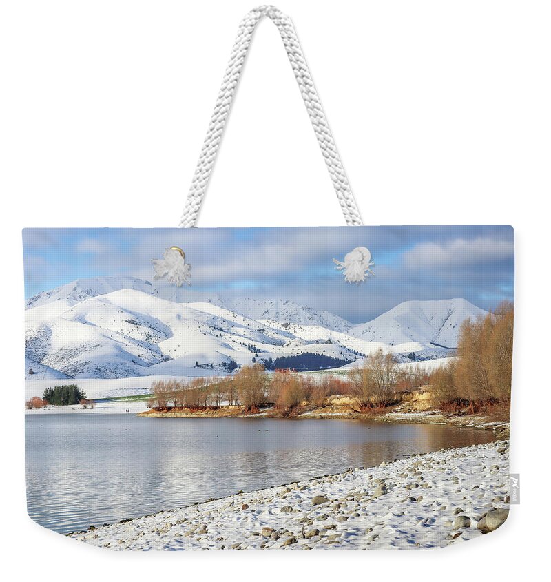 Snow Weekender Tote Bag featuring the photograph Snowing in South Island , New Zealand #5 by Pla Gallery