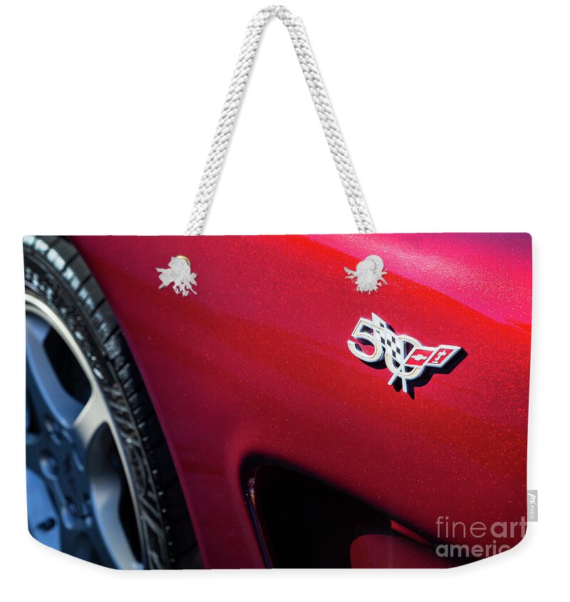Chevrolet Weekender Tote Bag featuring the photograph 50th Anniversary C5 Corvette by Dennis Hedberg