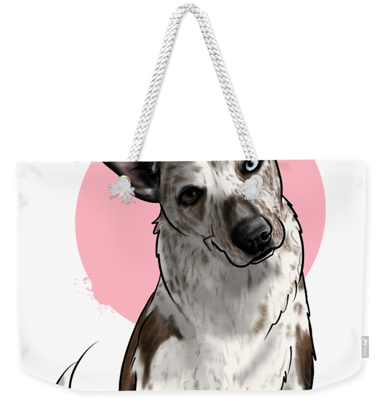 5954 Weekender Tote Bag featuring the drawing 5954 Wedman by Canine Caricatures By John LaFree