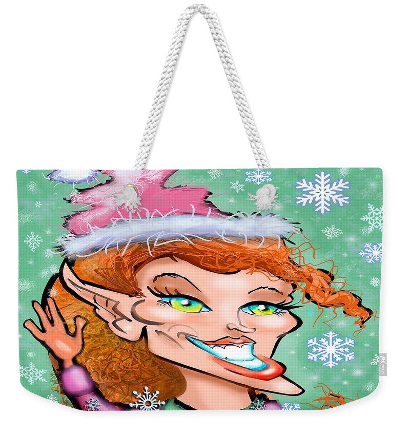 Christmas Weekender Tote Bag featuring the digital art Christmas Elf by Kevin Middleton