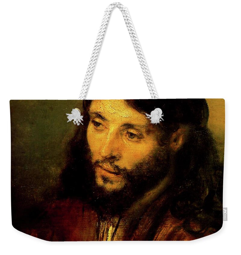 Christ Weekender Tote Bag featuring the painting Head of Christ by Rembrandt van Rijn