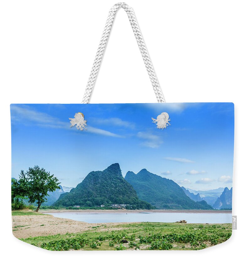 Landscape Weekender Tote Bag featuring the photograph Mountain and river scenery #6 by Carl Ning