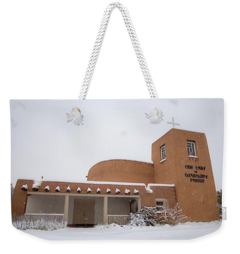 Taos Weekender Tote Bag featuring the photograph Our Lady of Guadalupe Catholic Church #6 by Elijah Rael