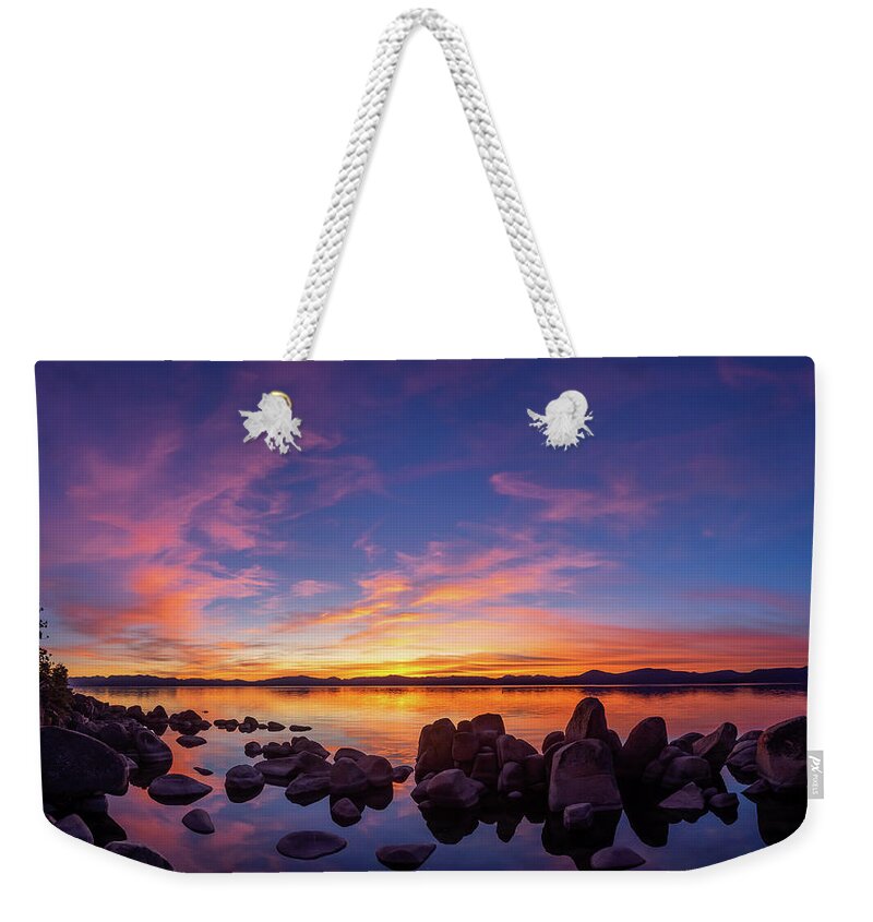 Lake Weekender Tote Bag featuring the photograph Tahoe Sunset #6 by Martin Gollery