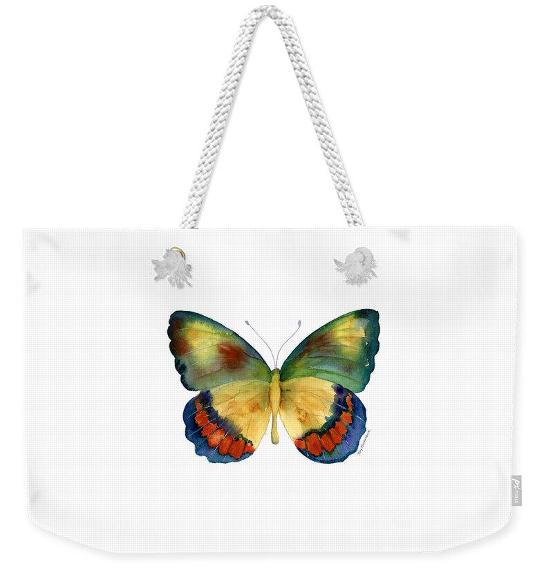 Bagoe Butterfly Weekender Tote Bag featuring the painting 67 Bagoe Butterfly by Amy Kirkpatrick