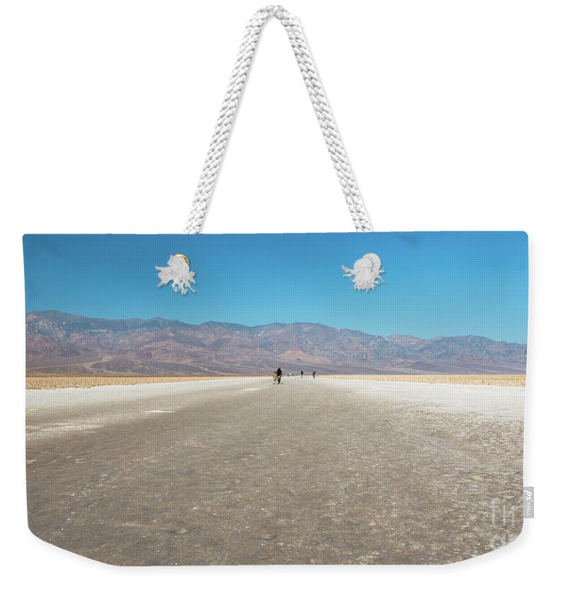 Arid Climate Weekender Tote Bag featuring the photograph Badwater Basin in Death Valley National Park, California #7 by Hanna Tor