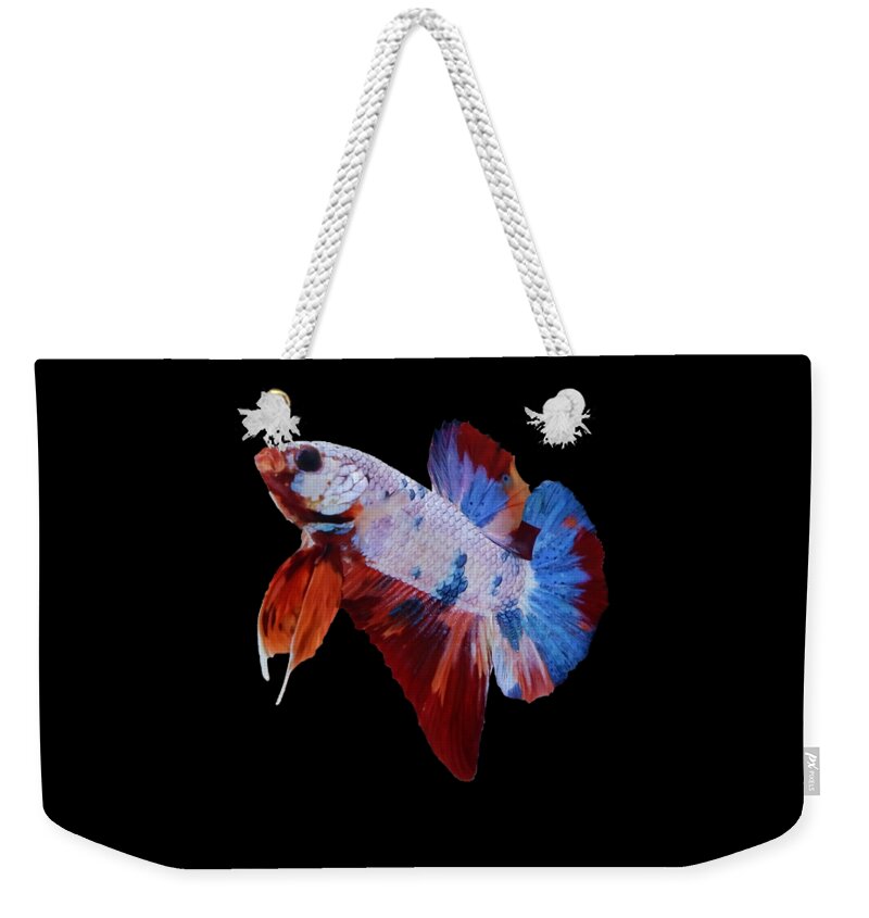 Betta Weekender Tote Bag featuring the photograph Multicolor Betta Fish #7 by Sambel Pedes
