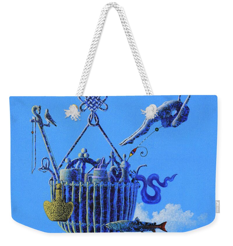 Oil On Canvas Weekender Tote Bag featuring the painting Nuudel by Oilan Janatkhaan