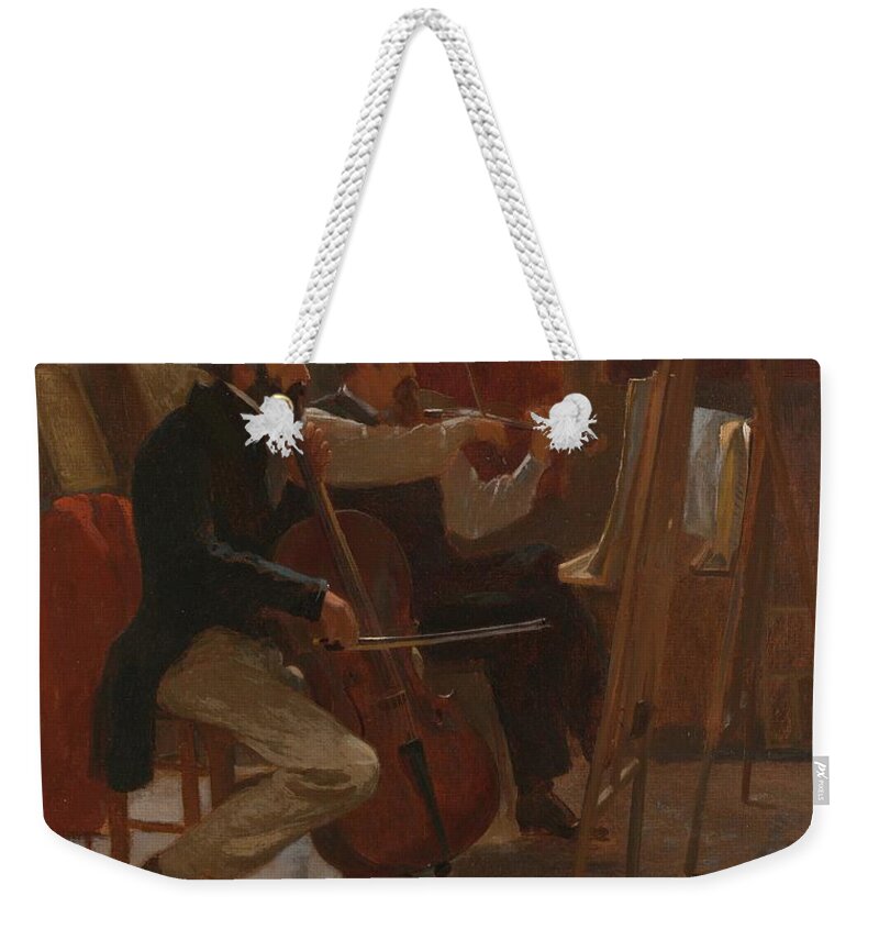 Winslow Homer Weekender Tote Bag featuring the painting The Studio by Winslow Homer