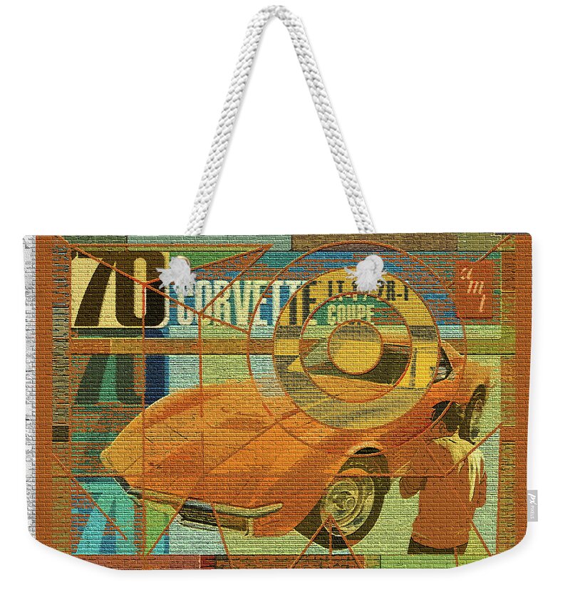 70 Chevy Weekender Tote Bag featuring the digital art 70 Chevy / AMT Corvette by David Squibb