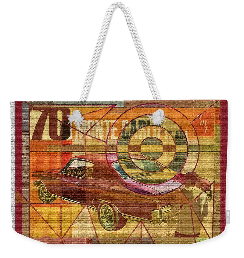 70 Chevy Weekender Tote Bag featuring the digital art 70 Chevy / AMT Monte Carlo by David Squibb