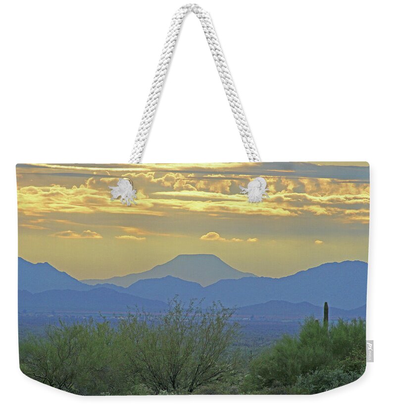 75 Miles To Table Top Mountain Weekender Tote Bag featuring the digital art 75 Miles To Table Top Mountain by Tom Janca