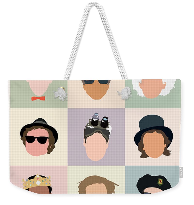 Eighties Weekender Tote Bag featuring the photograph 80s Movie Icons...the Guys by Mitch Frey