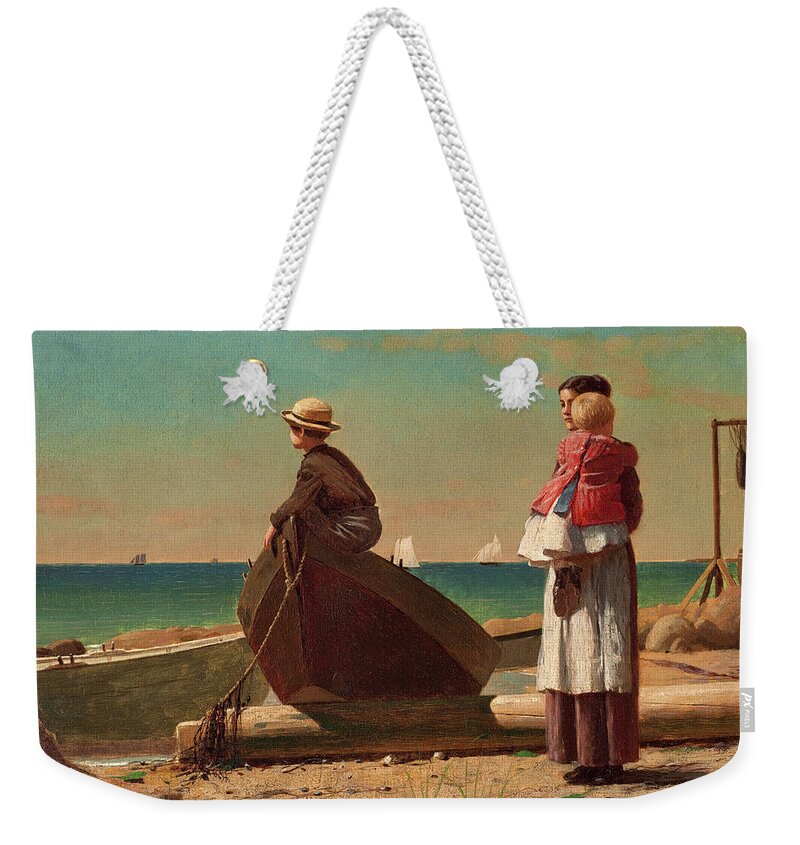 Dad's Coming Weekender Tote Bag featuring the painting Dad's Coming #9 by Winslow Homer