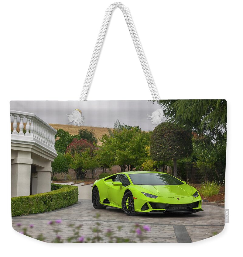 Lamborghini Weekender Tote Bag featuring the photograph #Lamborghini #Huracan #Evo #Print #9 by ItzKirb Photography