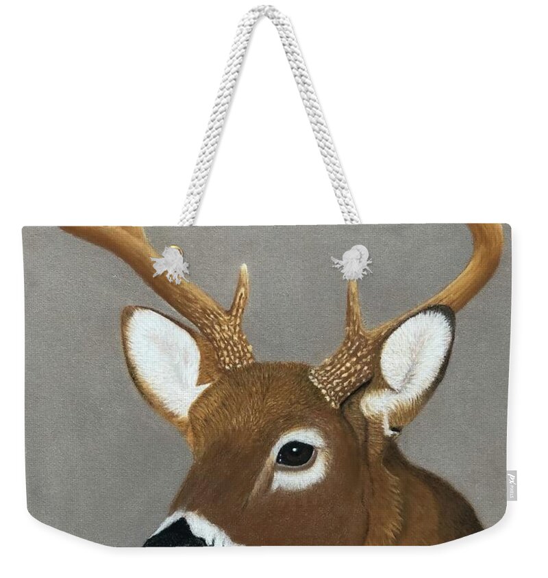 Drawing Weekender Tote Bag featuring the drawing 9 Point Whitetail by George Sonner
