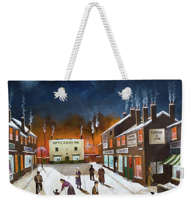 England Weekender Tote Bag featuring the painting Winter at the Museum - England by Ken Wood