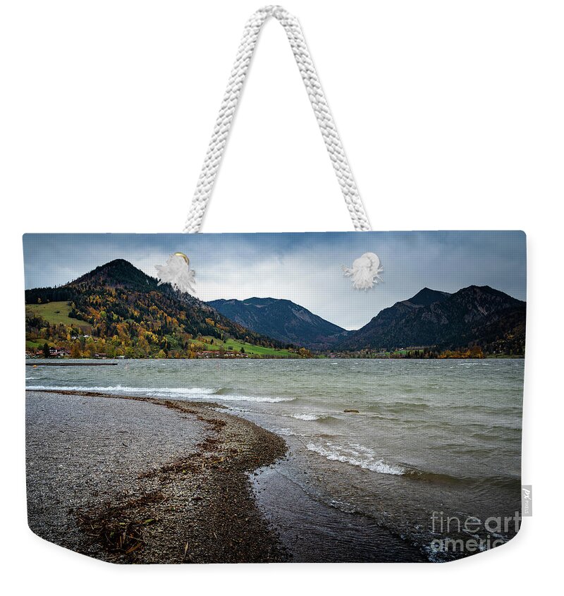 Schliersee Weekender Tote Bag featuring the photograph A autumn day at the lake by Hannes Cmarits