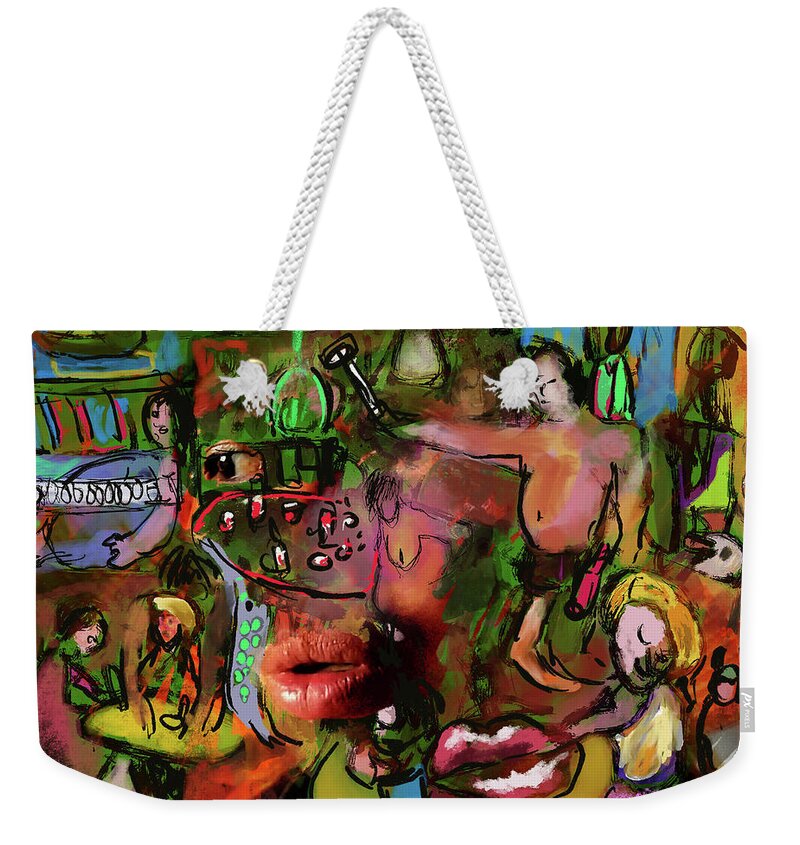 Colours Weekender Tote Bag featuring the painting A bar in Phuket by Jeremy Holton