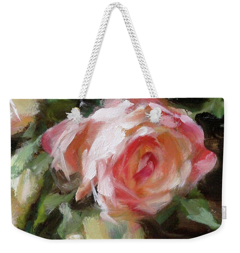  Weekender Tote Bag featuring the painting A Bunch of Roses Detail 5 by Roxanne Dyer