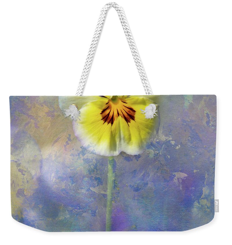 Pansies Weekender Tote Bag featuring the photograph A Call to Spring by Marilyn Cornwell