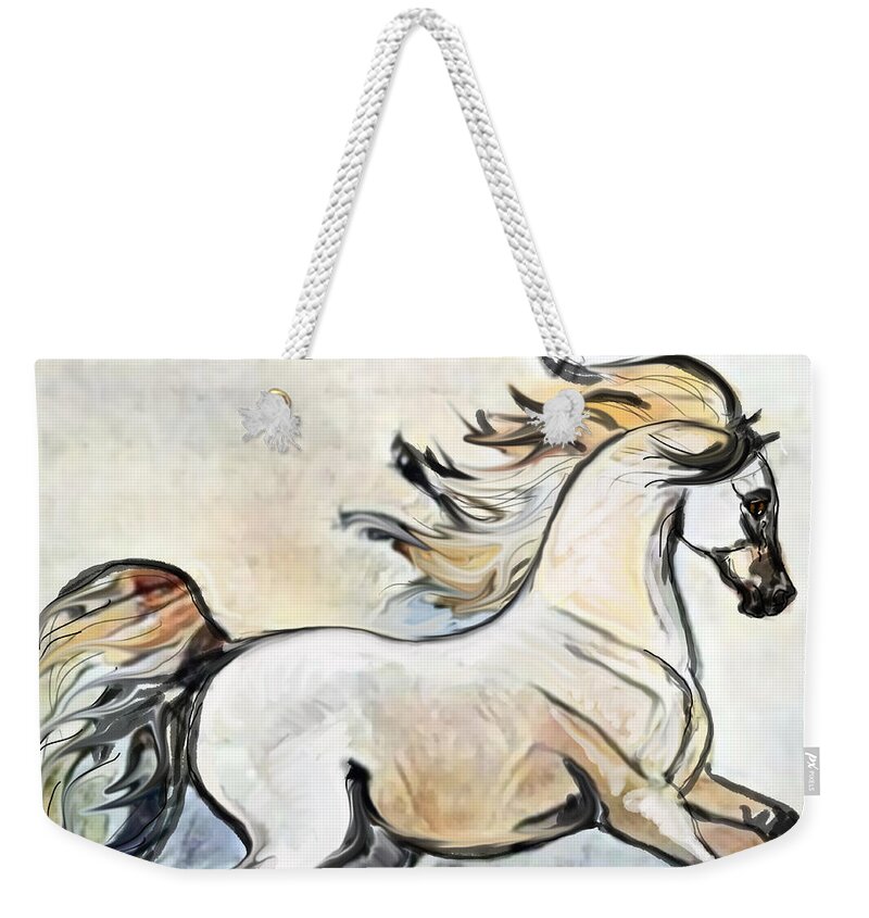 Equestrian Art Weekender Tote Bag featuring the digital art A Cantering Horse 002 by Stacey Mayer