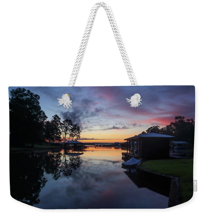 Lake Weekender Tote Bag featuring the photograph A Catching Colors Cove by Ed Williams