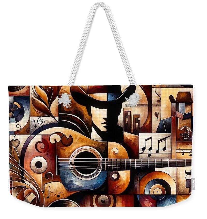 Cowboy Weekender Tote Bag featuring the digital art A collage of country western music images by Movie World Posters