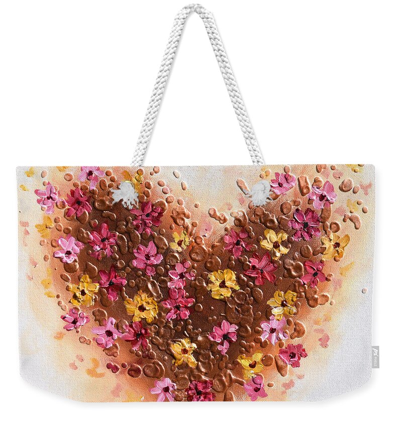 Heart Weekender Tote Bag featuring the painting A Daisy Heart by Amanda Dagg