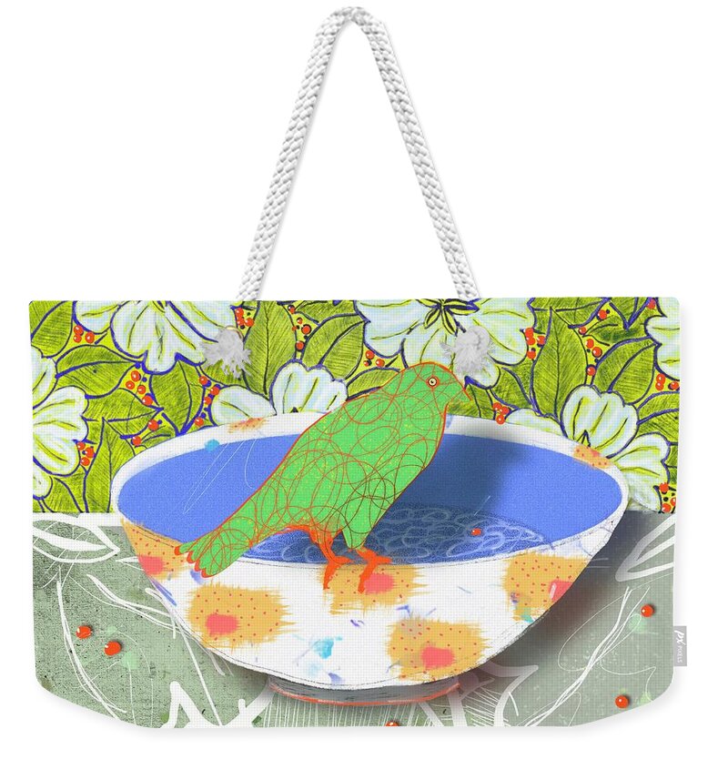  Weekender Tote Bag featuring the digital art A Drawing Disguised as a Bird by Steve Hayhurst
